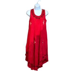 Shoreline Americana Free Size Dress – Boho Cottagecore Red White Blue Patriotic